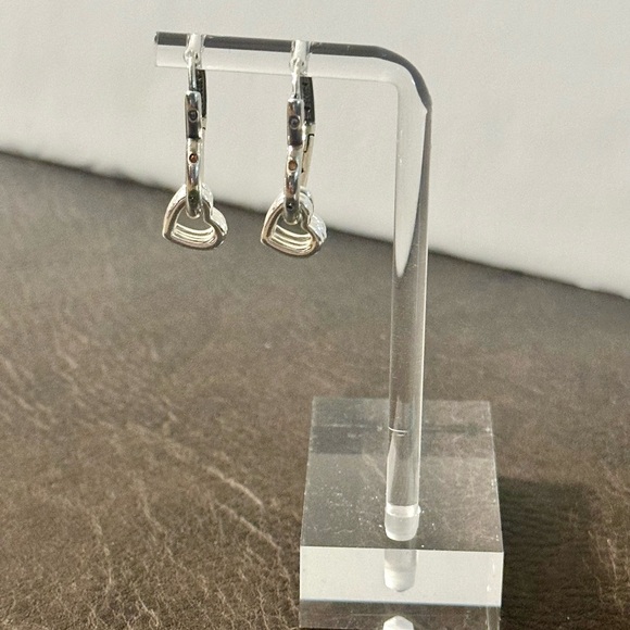 NWOT Sterling Silver 925 Open Heart Hoop Dangle Pierced Earrings - Picture 7 of 7